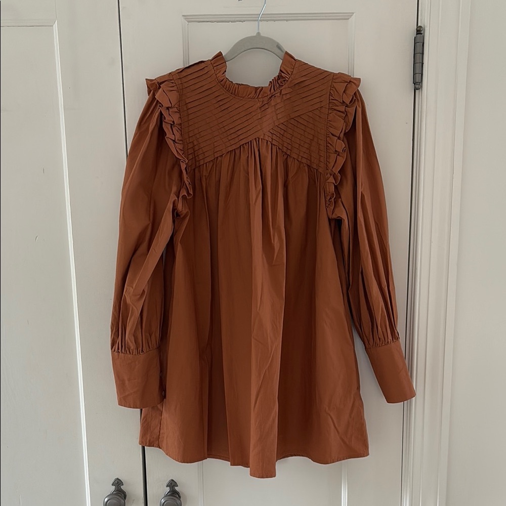 Fantastic Fawn Orange Smocked Ruffled Dress